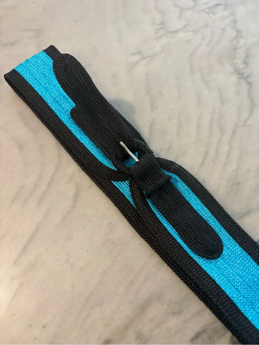 Vintage Adjustable Black and Electric Blue Belt